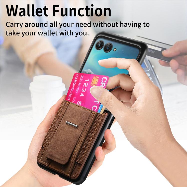 For Motorola Moto Razr 40 Ultra Retro Leather Fold Stand Elastic Card Bag Phone Case