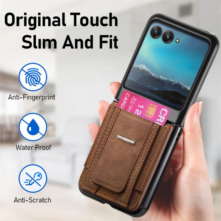 For Motorola Moto Razr 40 Ultra Retro Leather Fold Stand Elastic Card Bag Phone Case