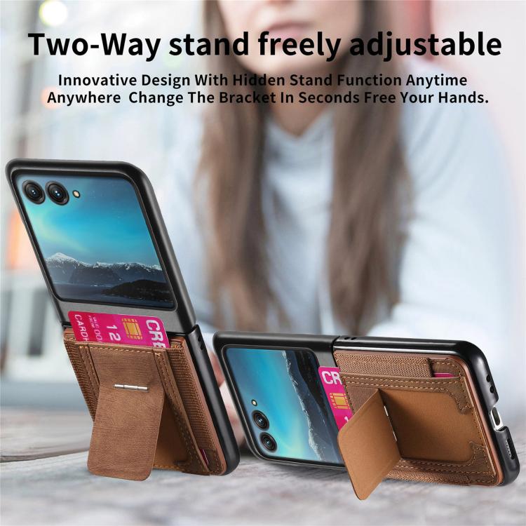 For Motorola Moto Razr 40 Ultra Retro Leather Fold Stand Elastic Card Bag Phone Case