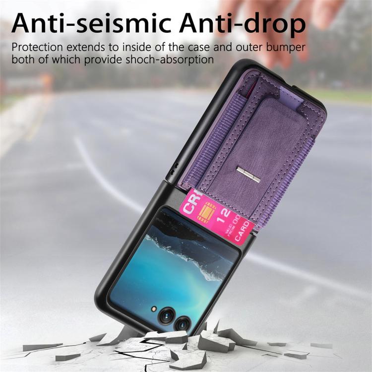 For Motorola Moto Razr 40 Ultra Retro Leather Fold Stand Elastic Card Bag Phone Case