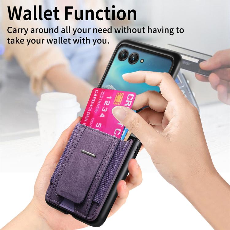 For Motorola Moto Razr 40 Ultra Retro Leather Fold Stand Elastic Card Bag Phone Case