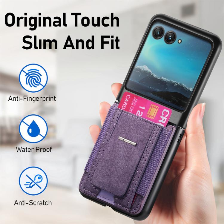 For Motorola Moto Razr 40 Ultra Retro Leather Fold Stand Elastic Card Bag Phone Case