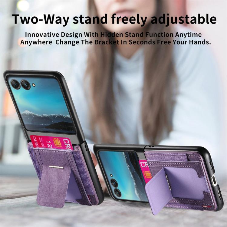 For Motorola Moto Razr 40 Ultra Retro Leather Fold Stand Elastic Card Bag Phone Case