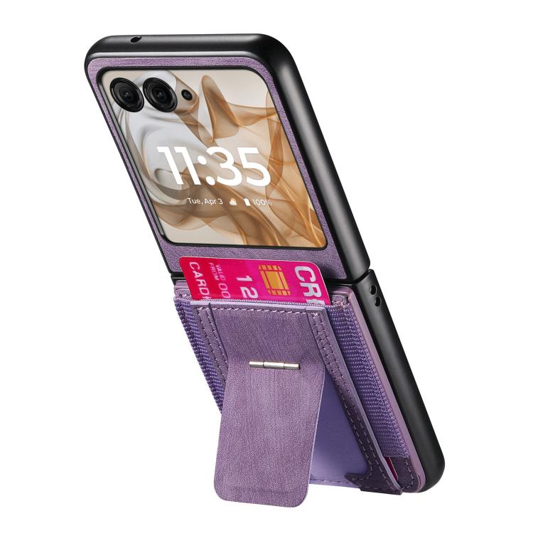 For Motorola Moto Razr 50 Retro Leather Fold Stand Elastic Card Bag Phone Case