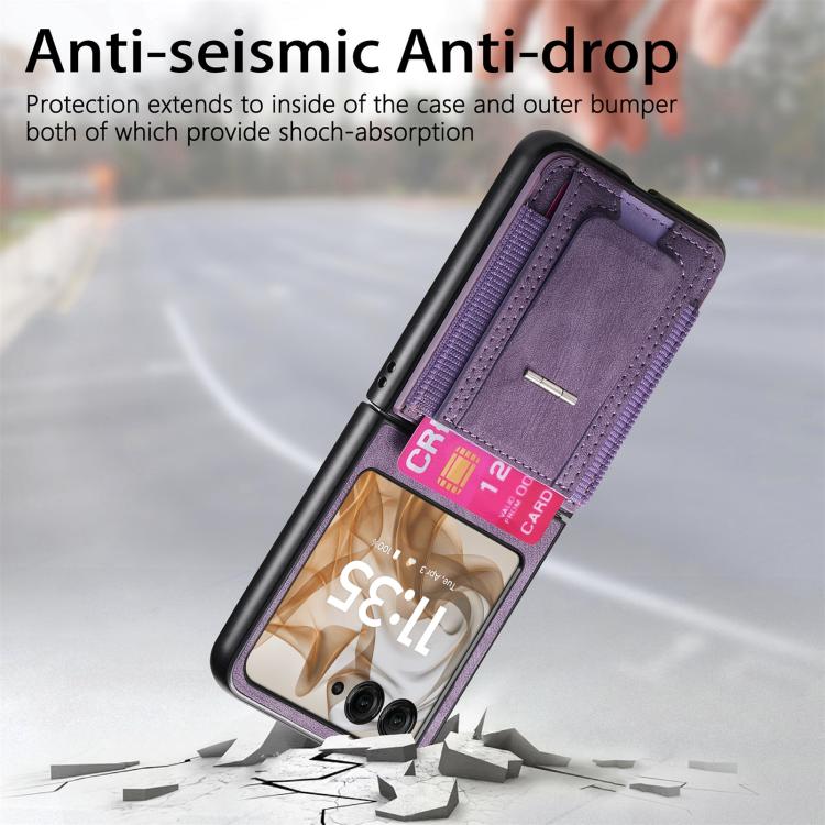 For Motorola Moto Razr 50 Retro Leather Fold Stand Elastic Card Bag Phone Case
