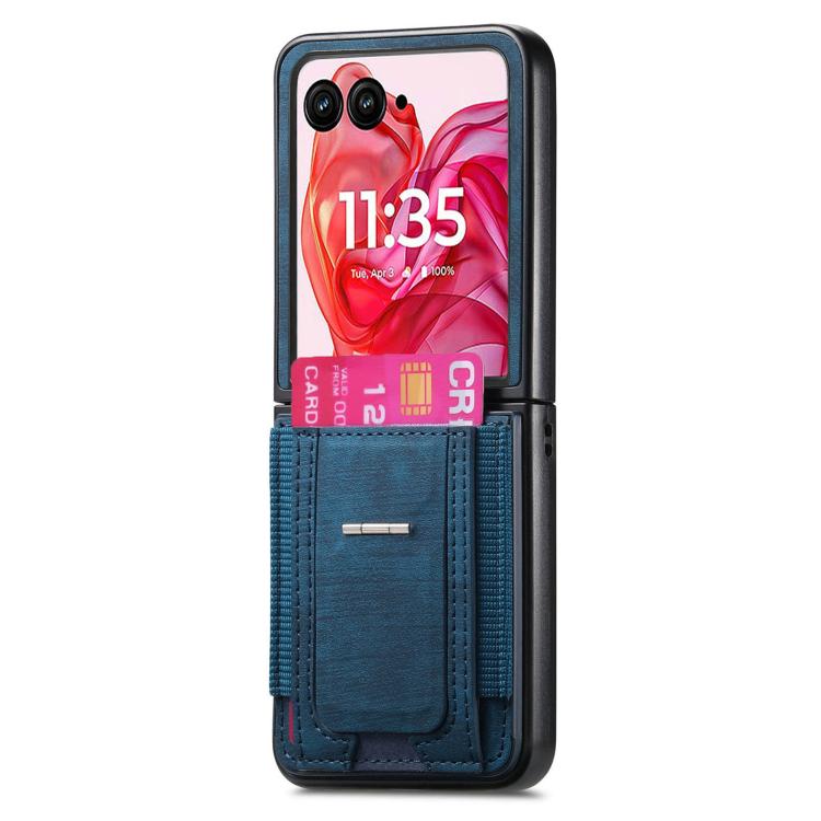 For Motorola Moto Razr 50 Ultra Retro Leather Fold Stand Elastic Card Bag Phone Case