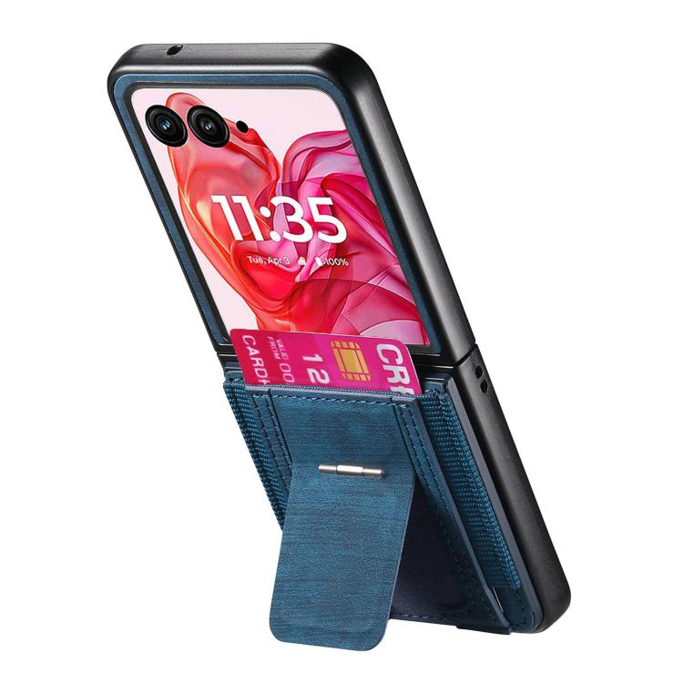 For Motorola Moto Razr 50 Ultra Retro Leather Fold Stand Elastic Card Bag Phone Case