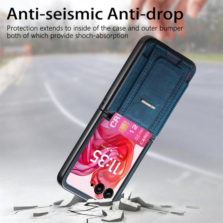 For Motorola Moto Razr 50 Ultra Retro Leather Fold Stand Elastic Card Bag Phone Case
