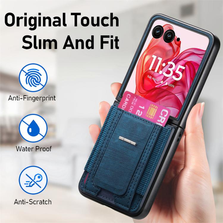 For Motorola Moto Razr 50 Ultra Retro Leather Fold Stand Elastic Card Bag Phone Case