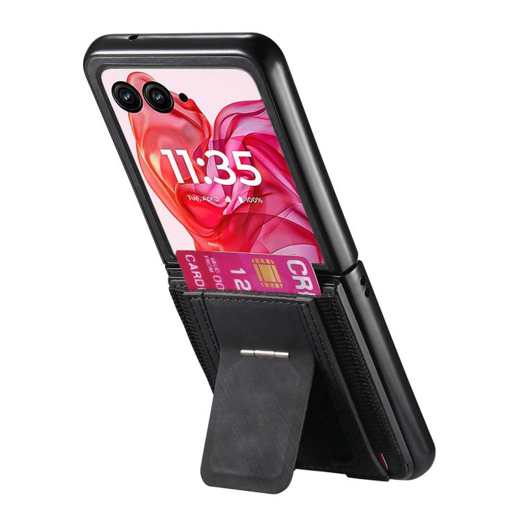 For Motorola Moto Razr 50 Ultra Retro Leather Fold Stand Elastic Card Bag Phone Case