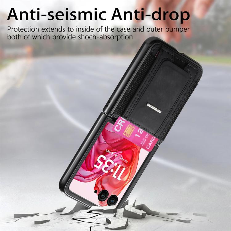 For Motorola Moto Razr 50 Ultra Retro Leather Fold Stand Elastic Card Bag Phone Case