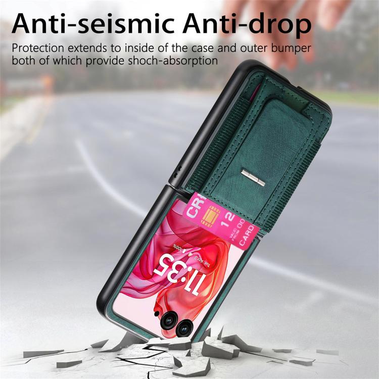 For Motorola Moto Razr 50 Ultra Retro Leather Fold Stand Elastic Card Bag Phone Case