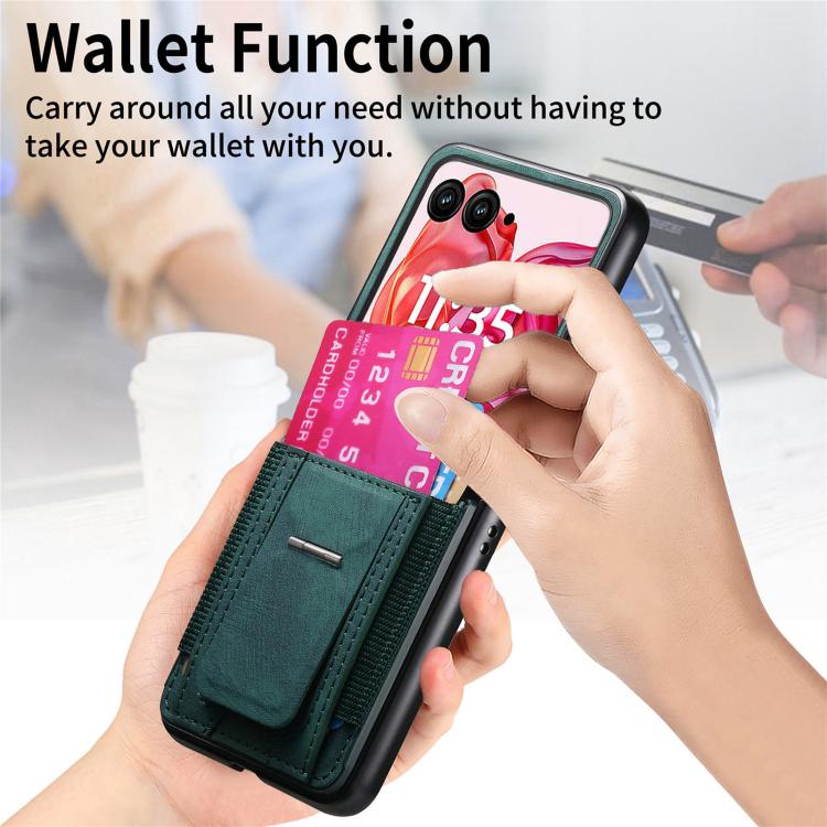 For Motorola Moto Razr 50 Ultra Retro Leather Fold Stand Elastic Card Bag Phone Case