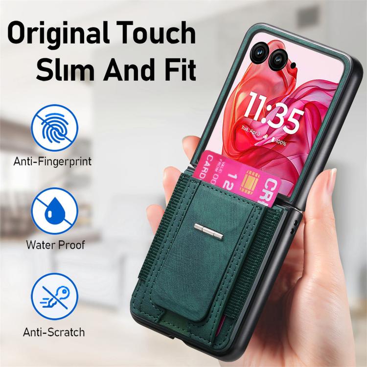For Motorola Moto Razr 50 Ultra Retro Leather Fold Stand Elastic Card Bag Phone Case