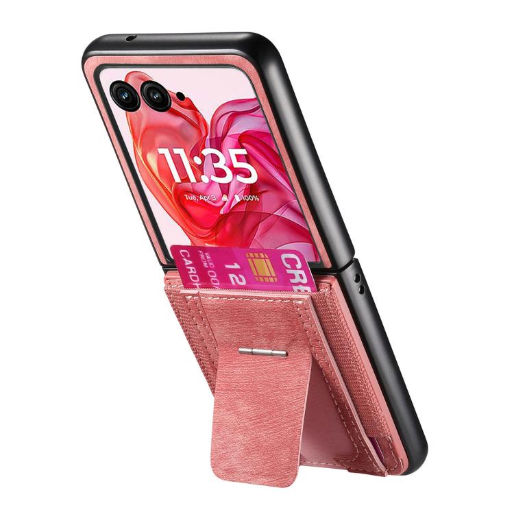 For Motorola Moto Razr 50 Ultra Retro Leather Fold Stand Elastic Card Bag Phone Case