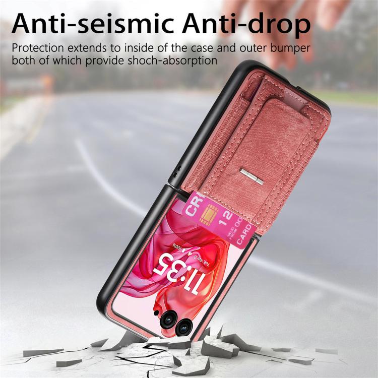 For Motorola Moto Razr 50 Ultra Retro Leather Fold Stand Elastic Card Bag Phone Case