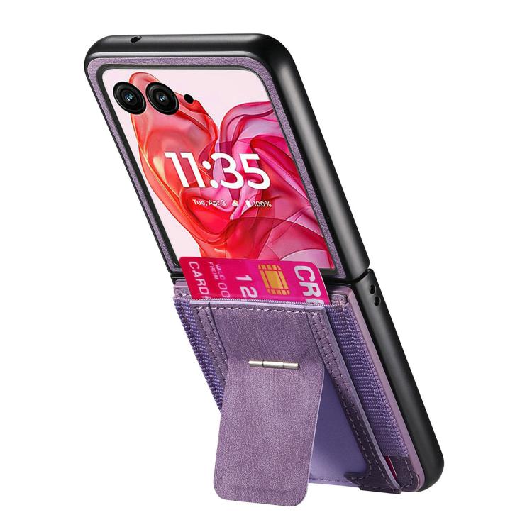 For Motorola Moto Razr 50 Ultra Retro Leather Fold Stand Elastic Card Bag Phone Case