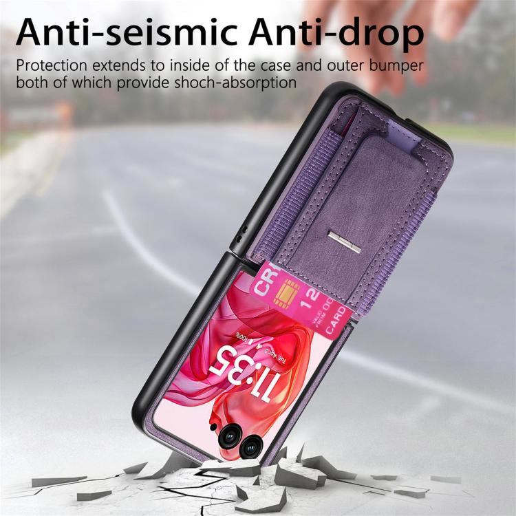 For Motorola Moto Razr 50 Ultra Retro Leather Fold Stand Elastic Card Bag Phone Case