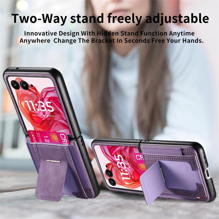 For Motorola Moto Razr 50 Ultra Retro Leather Fold Stand Elastic Card Bag Phone Case