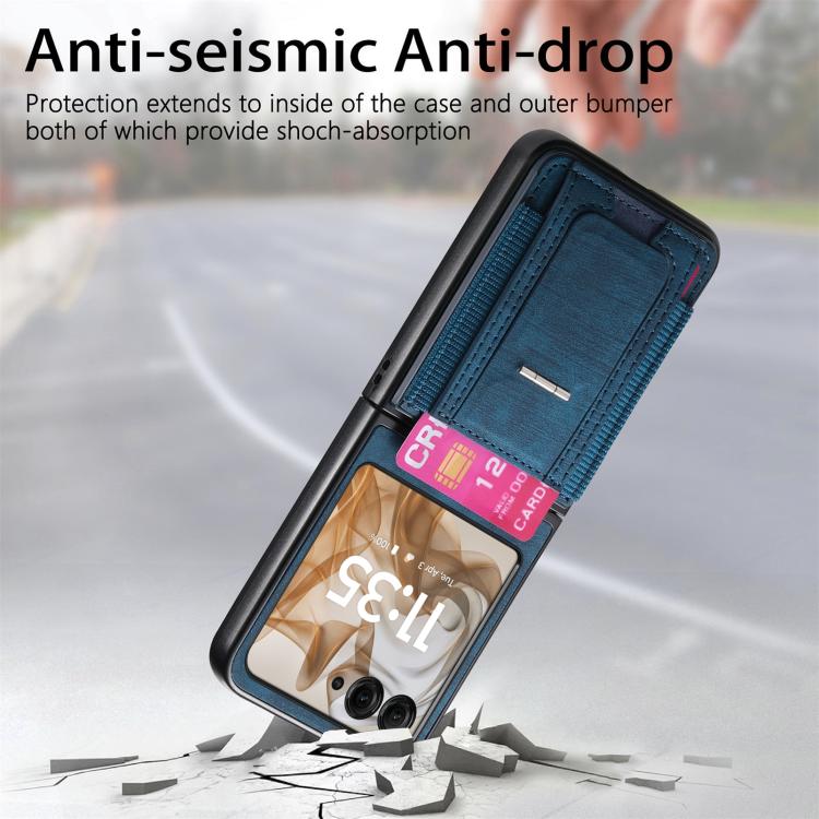 For Motorola Moto Razr 60 Retro Leather Fold Stand Elastic Card Bag Phone Case