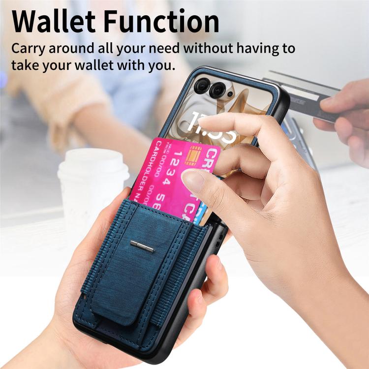For Motorola Moto Razr 60 Retro Leather Fold Stand Elastic Card Bag Phone Case