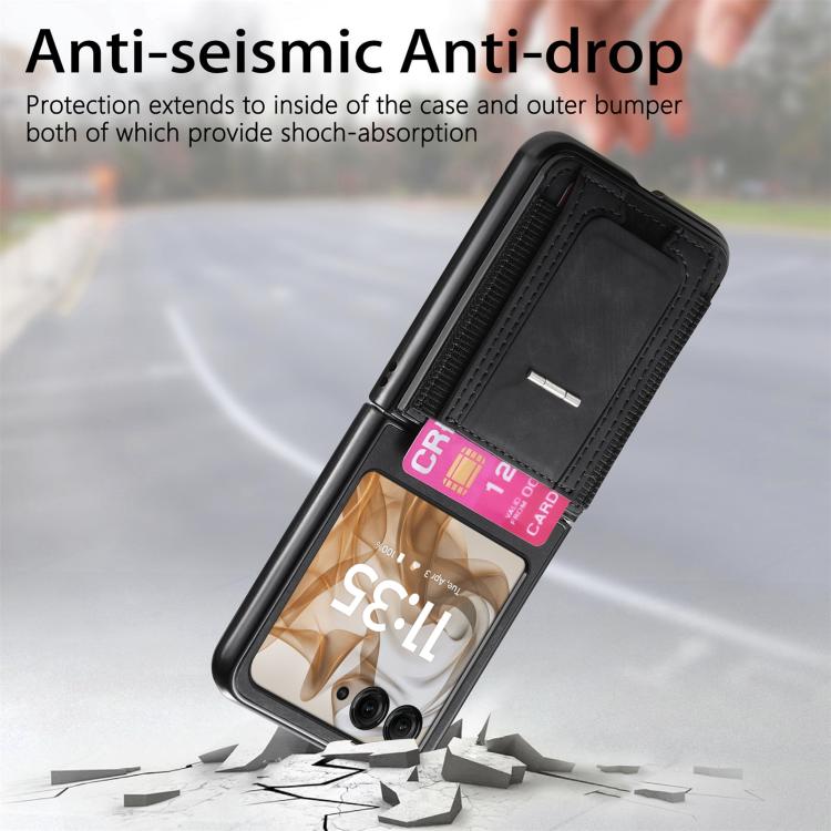 For Motorola Moto Razr 60 Retro Leather Fold Stand Elastic Card Bag Phone Case