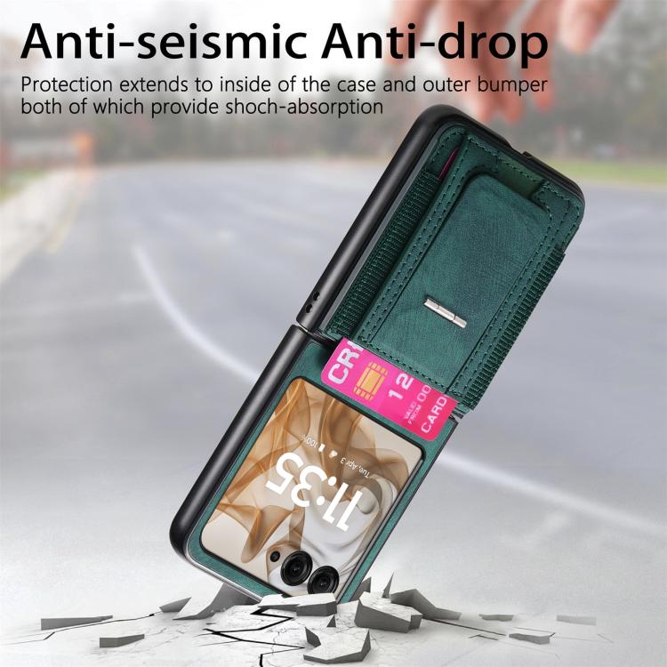 For Motorola Moto Razr 60 Retro Leather Fold Stand Elastic Card Bag Phone Case