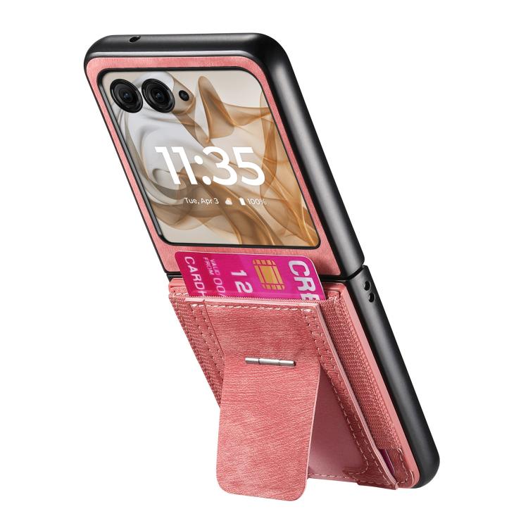 For Motorola Moto Razr 60 Retro Leather Fold Stand Elastic Card Bag Phone Case