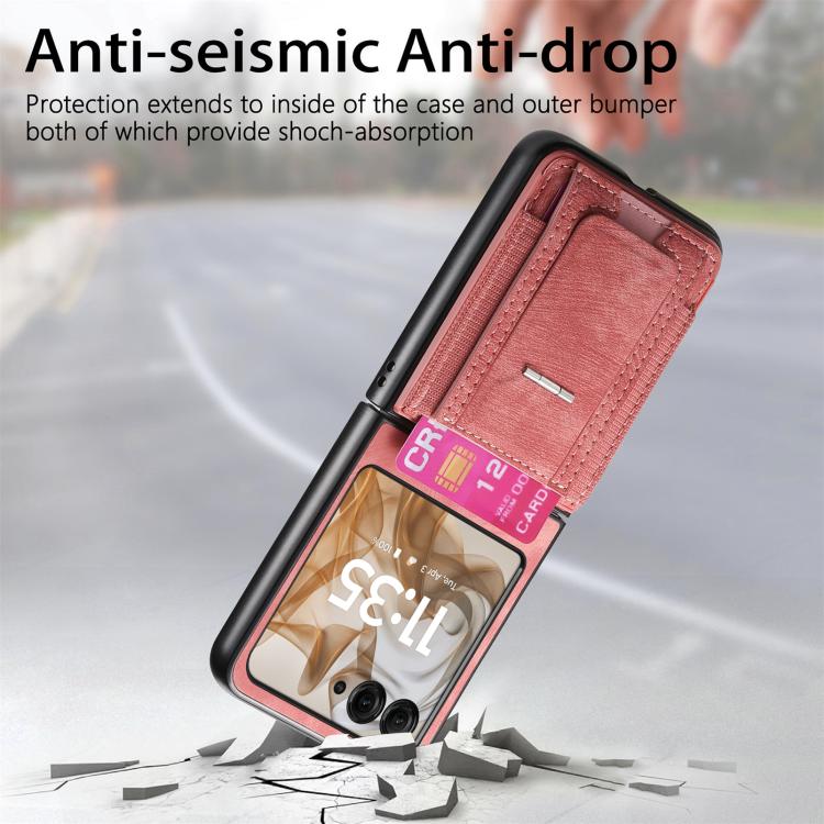 For Motorola Moto Razr 60 Retro Leather Fold Stand Elastic Card Bag Phone Case