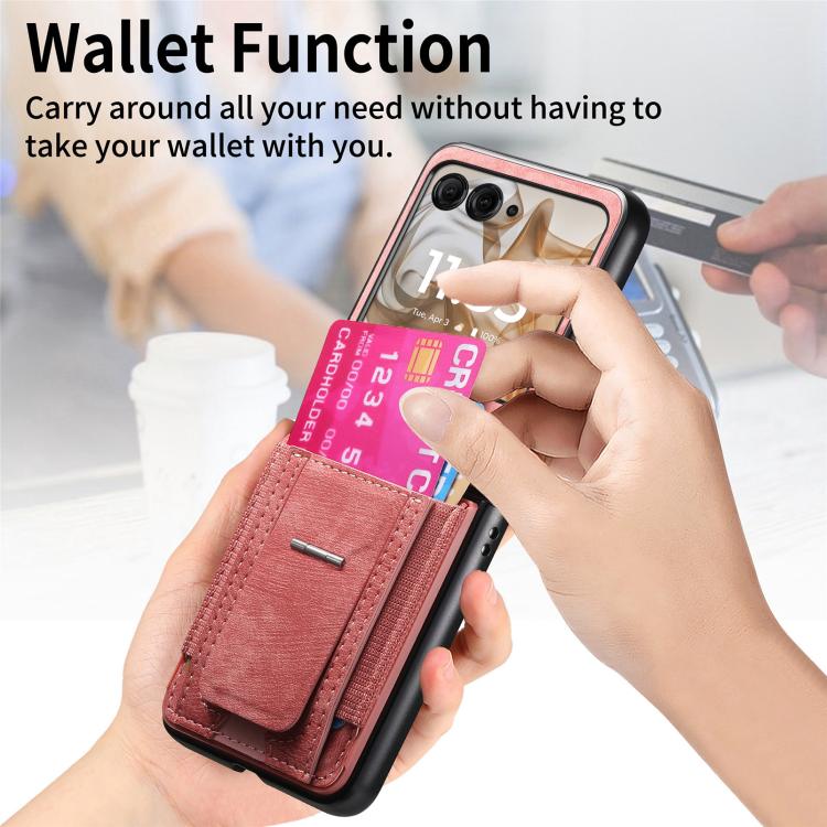 For Motorola Moto Razr 60 Retro Leather Fold Stand Elastic Card Bag Phone Case