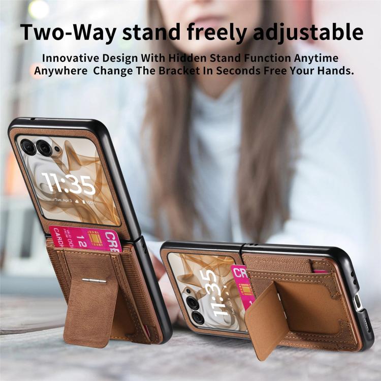 For Motorola Moto Razr 60 Retro Leather Fold Stand Elastic Card Bag Phone Case