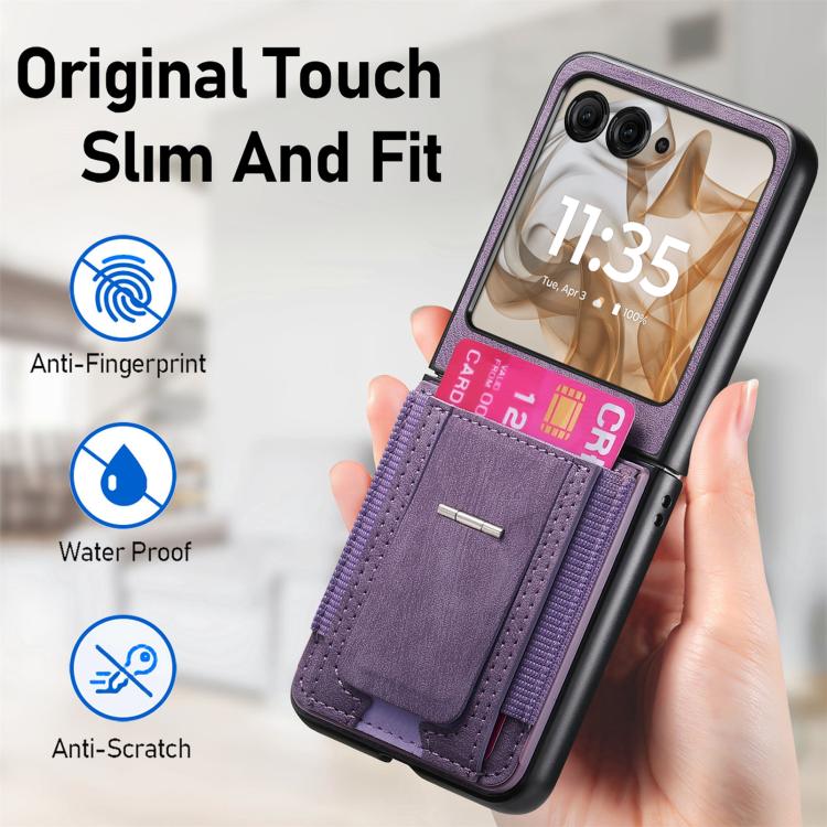 For Motorola Moto Razr 60 Retro Leather Fold Stand Elastic Card Bag Phone Case
