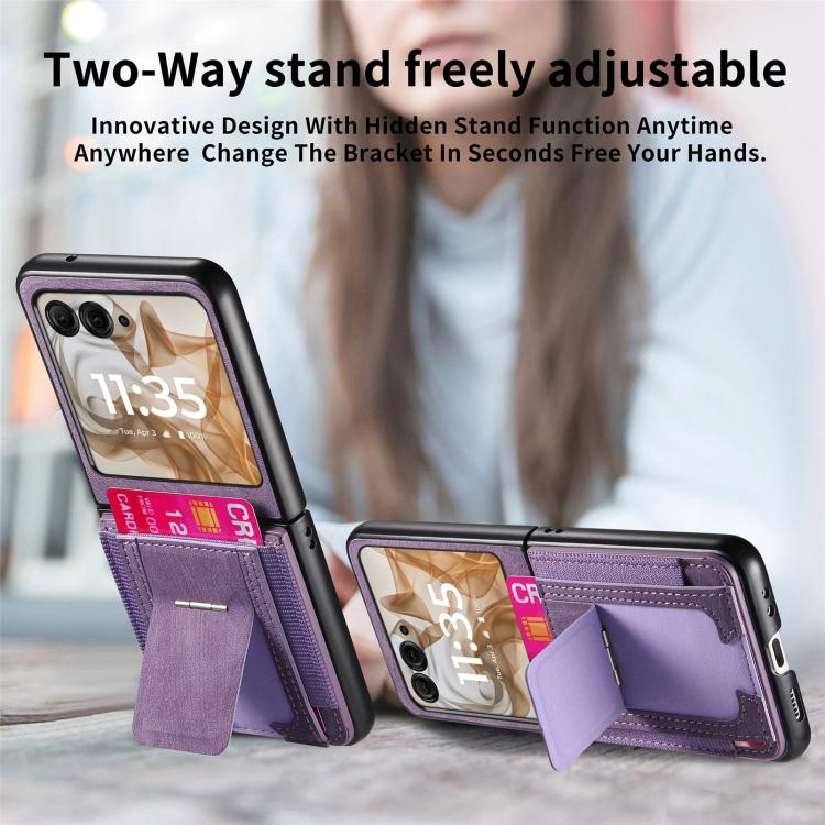 For Motorola Moto Razr 60 Retro Leather Fold Stand Elastic Card Bag Phone Case