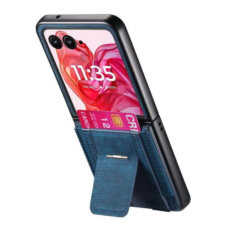 For Motorola Moto Razr 60 Ultra Retro Leather Fold Stand Elastic Card Bag Phone Case