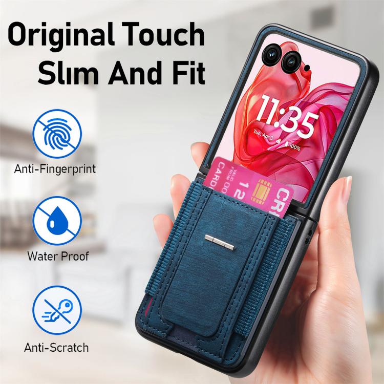 For Motorola Moto Razr 60 Ultra Retro Leather Fold Stand Elastic Card Bag Phone Case
