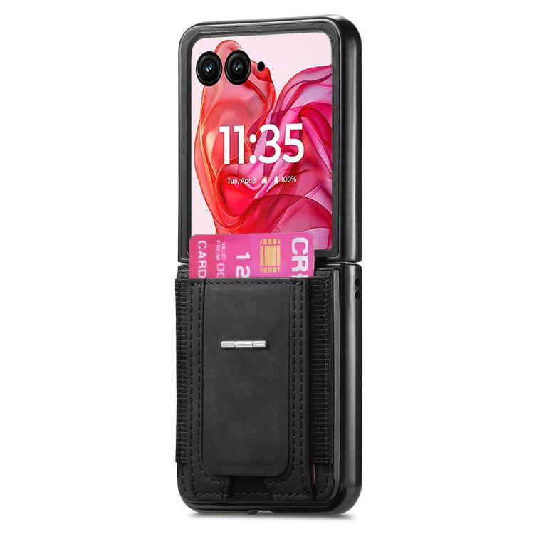 For Motorola Moto Razr 60 Ultra Retro Leather Fold Stand Elastic Card Bag Phone Case