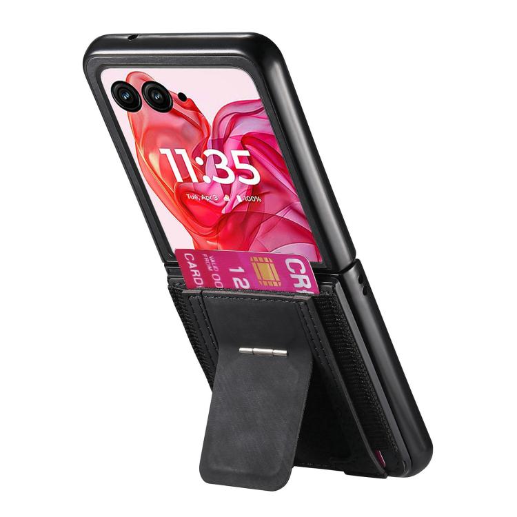 For Motorola Moto Razr 60 Ultra Retro Leather Fold Stand Elastic Card Bag Phone Case