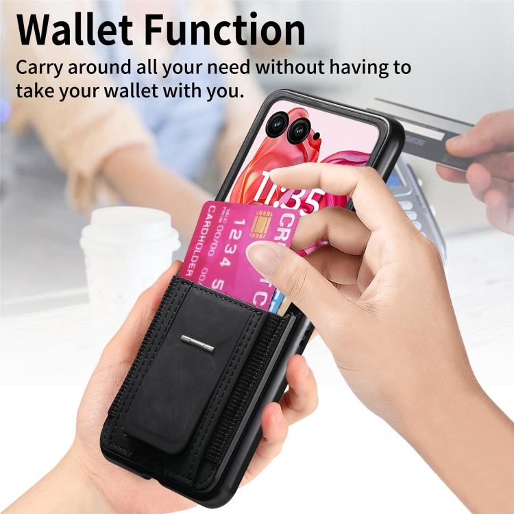 For Motorola Moto Razr 60 Ultra Retro Leather Fold Stand Elastic Card Bag Phone Case