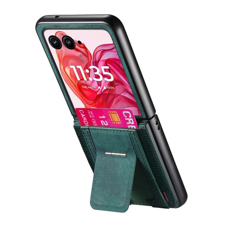 For Motorola Moto Razr 60 Ultra Retro Leather Fold Stand Elastic Card Bag Phone Case
