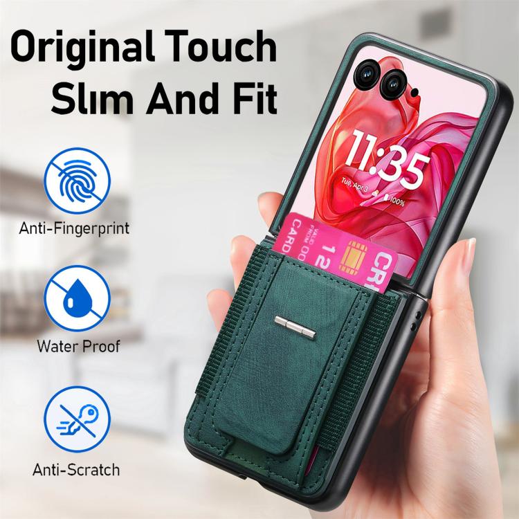 For Motorola Moto Razr 60 Ultra Retro Leather Fold Stand Elastic Card Bag Phone Case