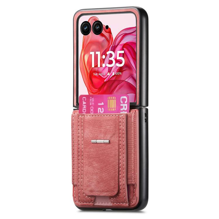 For Motorola Moto Razr 60 Ultra Retro Leather Fold Stand Elastic Card Bag Phone Case