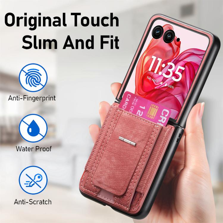 For Motorola Moto Razr 60 Ultra Retro Leather Fold Stand Elastic Card Bag Phone Case