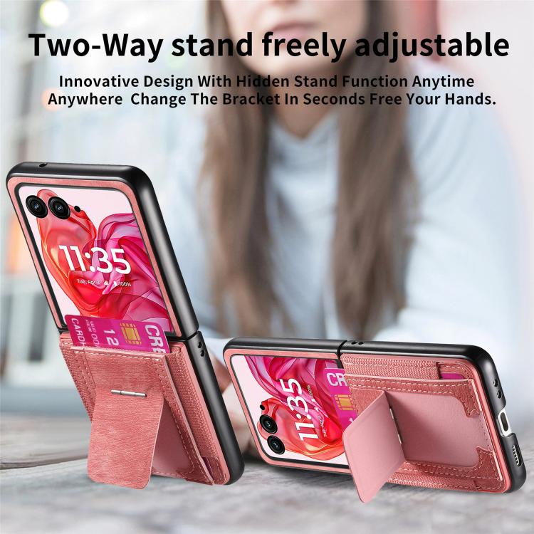 For Motorola Moto Razr 60 Ultra Retro Leather Fold Stand Elastic Card Bag Phone Case