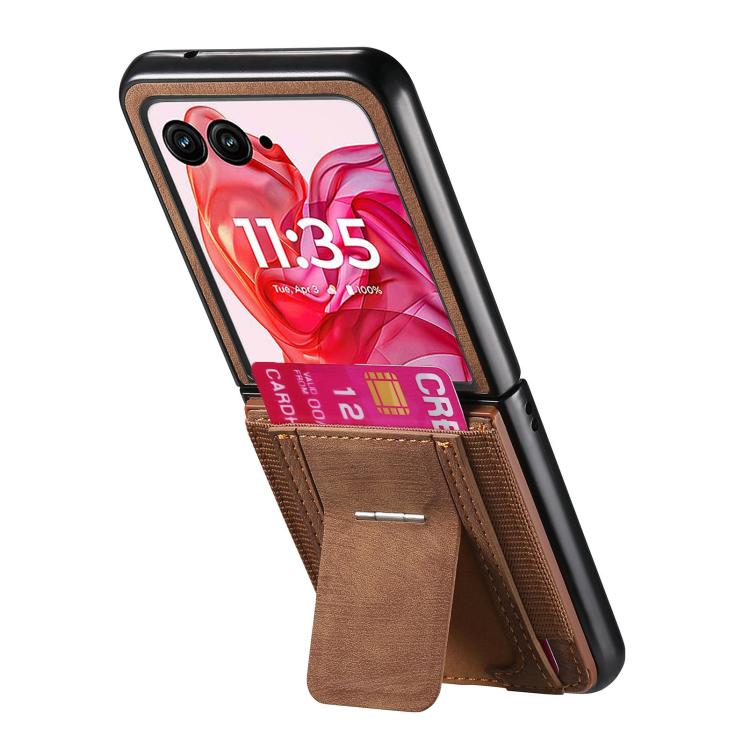 For Motorola Moto Razr 60 Ultra Retro Leather Fold Stand Elastic Card Bag Phone Case