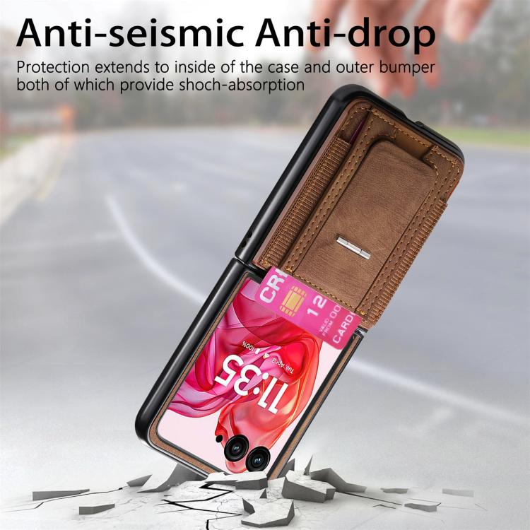 For Motorola Moto Razr 60 Ultra Retro Leather Fold Stand Elastic Card Bag Phone Case