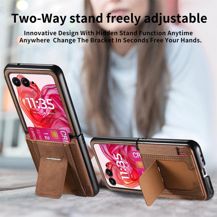 For Motorola Moto Razr 60 Ultra Retro Leather Fold Stand Elastic Card Bag Phone Case