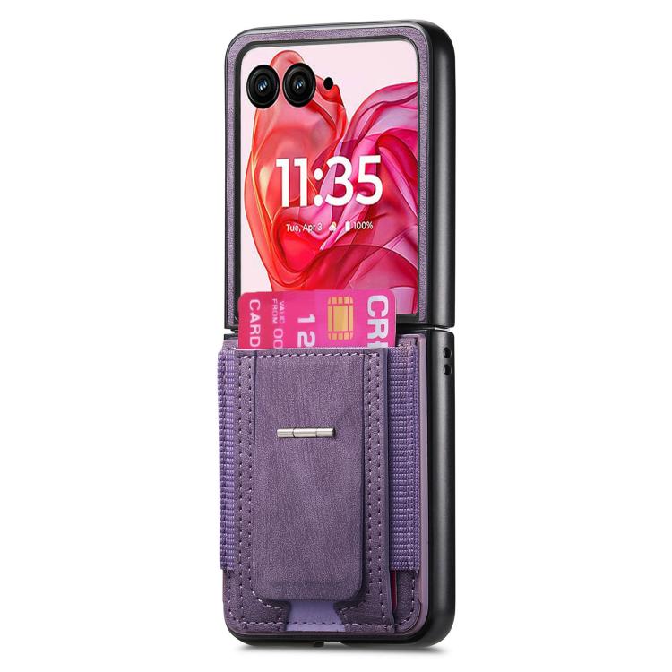 For Motorola Moto Razr 60 Ultra Retro Leather Fold Stand Elastic Card Bag Phone Case