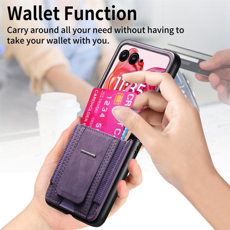 For Motorola Moto Razr 60 Ultra Retro Leather Fold Stand Elastic Card Bag Phone Case