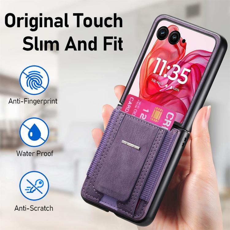 For Motorola Moto Razr 60 Ultra Retro Leather Fold Stand Elastic Card Bag Phone Case