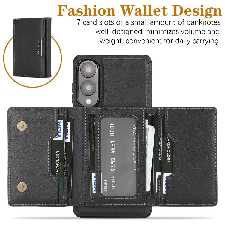 For Samsung Galaxy S25 Edge 5G Kalebol Strong Magnetic MagSafe Tri-Fold Wallet Leather Phone Case